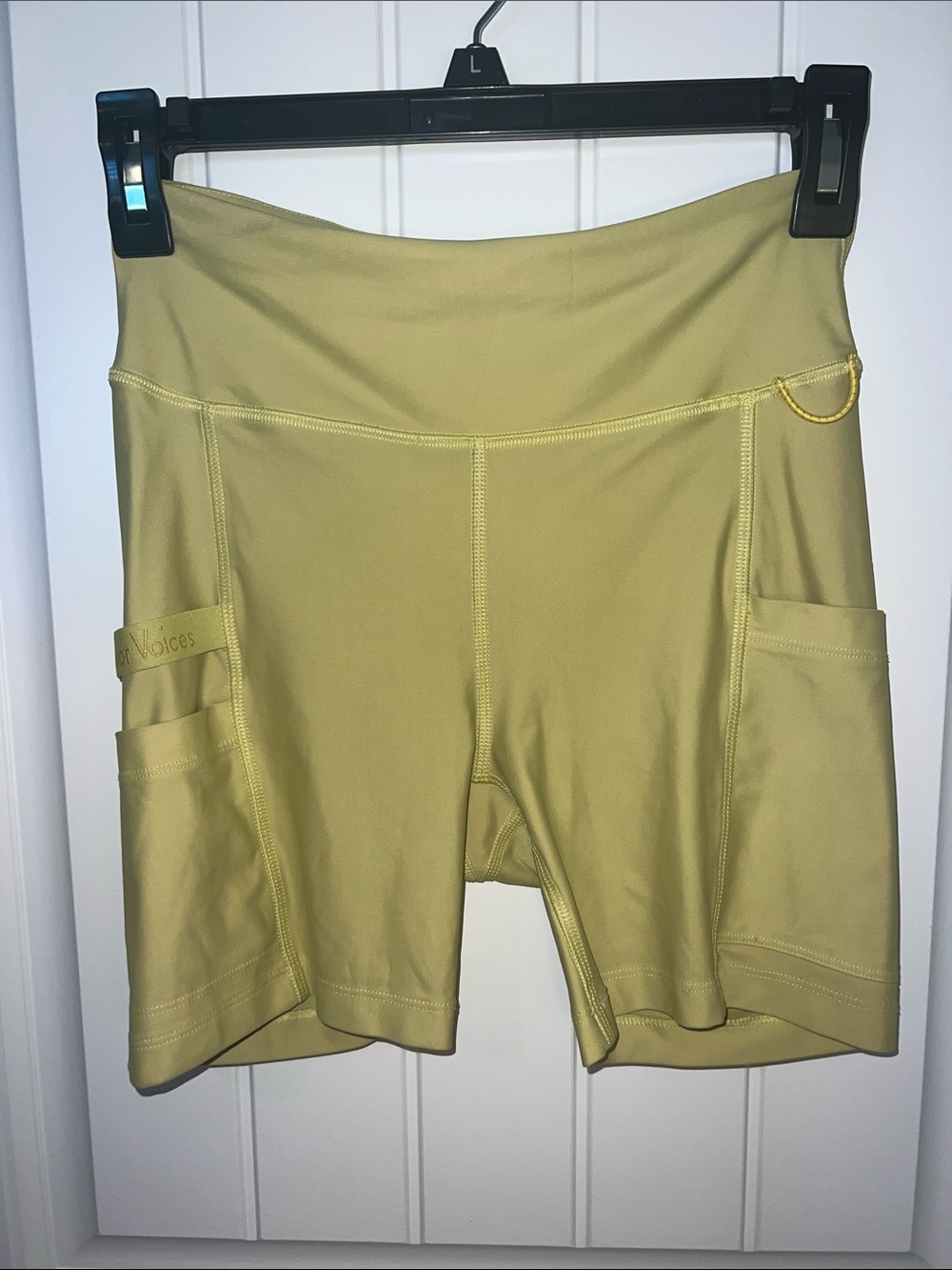 Outdoor Voices Olive Green High-Rise Bike Shorts with Pockets